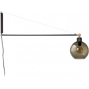 Crane smoke glass&amp;black glass wall lamp with arm Nowodvorski