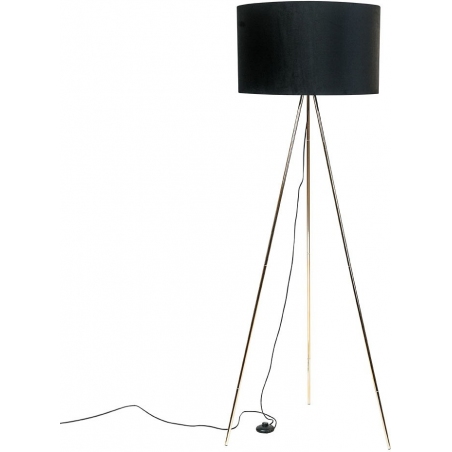Stylowa Lampa podłogowa trójnóg z abażurem Inga czarno-złota Zumaline do salonu i sypialni