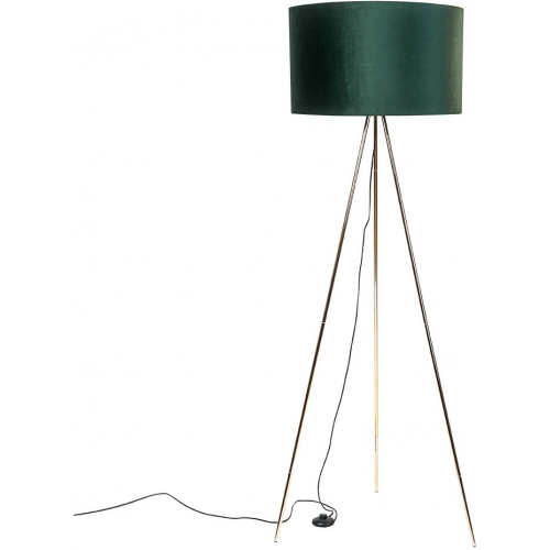 Stylowa Lampa podłogowa trójnóg z abażurem Inga zielono-złota Zumaline do salonu i sypialni