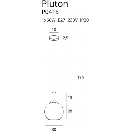 Pluton 30 grey glass ball pendant lamp MaxLight