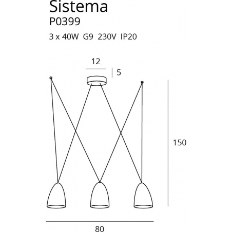 Sistema 80 black triple pendant lamp MaxLight