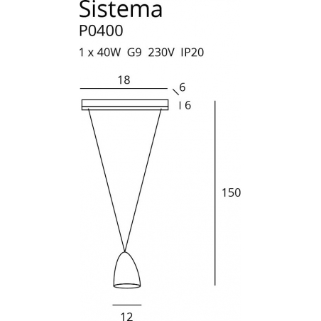 Sistema 12 black pendant lamp MaxLight