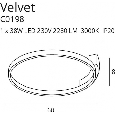 Velvet 60 LED black round ceiling lamp MaxLight