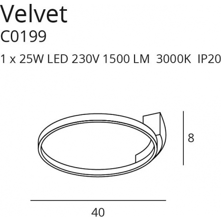 Velvet 40 LED black round ceiling lamp MaxLight