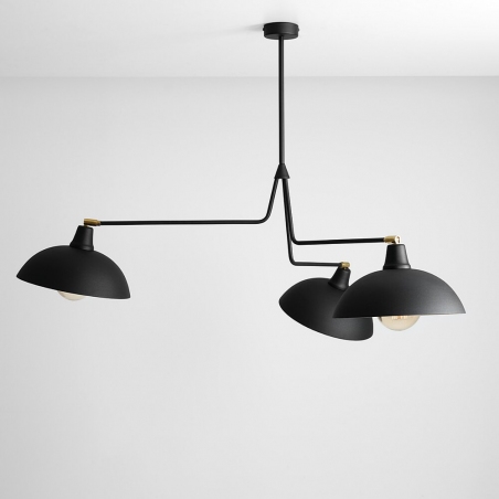 Espace black&gold industrial semi flush ceiling light with 3 lights Aldex