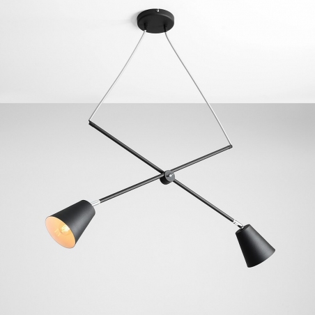 Arte black adjustable semi flush ceiling light with 2 lights Aldex