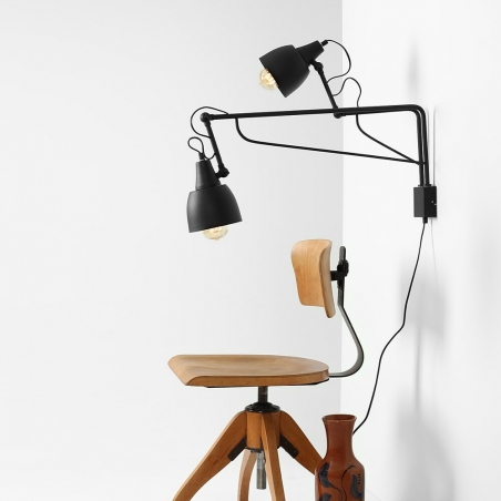 Soho black wall lamp with arms and 2 lights Aldex
