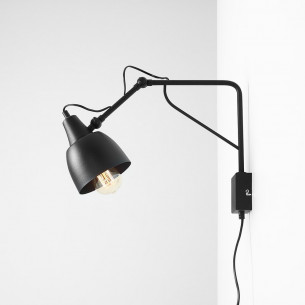 Soho Small black industrial wall lamp with arm Aldex