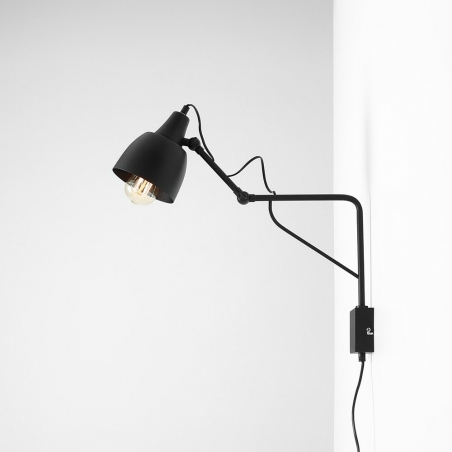 Soho Small black industrial wall lamp with arm Aldex