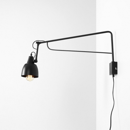 Soho Big black industrial wall lamp with arm Aldex