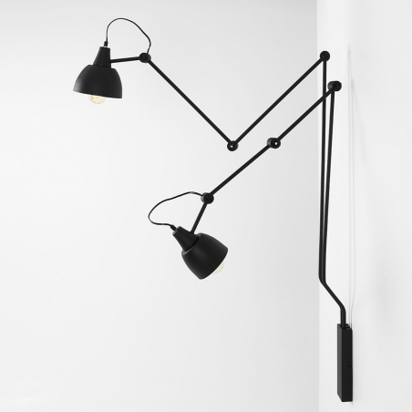 Aida black&gold industrial double wall lamp with arms Aldex