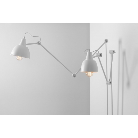 Aida 17/25 white wall lamp with arm and 2 lights Aldex