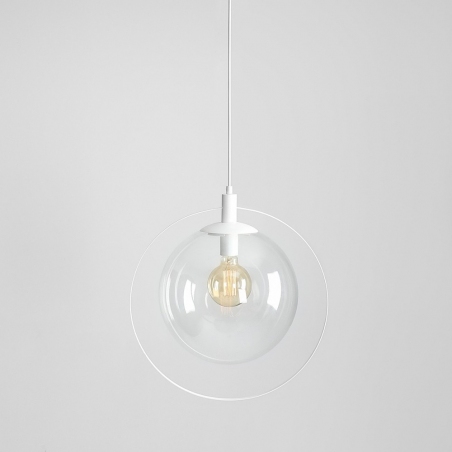 Lampa wisząca szklana kula Aura 42 przezroczysto-biała Aldex