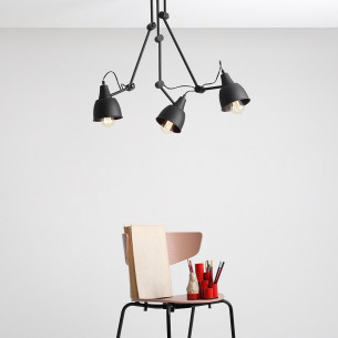 Aida black industrial triple semi flush celing light Aldex