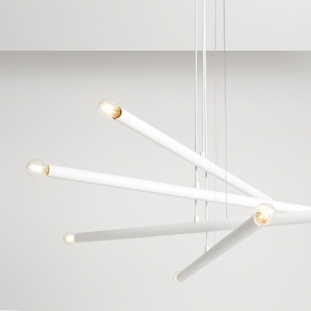 Lampa designerska wiszące tuby poziome Tubo White VIII biała Aldex