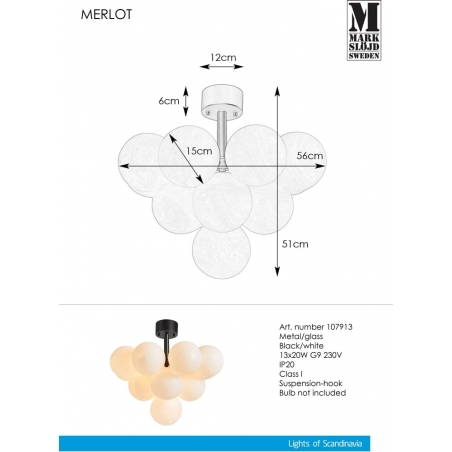 Merlot 56 white&black glass semi flush ceiling light Markslojd