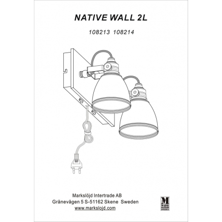 Native black&brown loft double wall lamp Markslojd