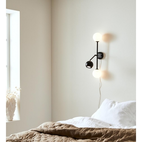 Bedside black&white designer wall lamp with switch Markslojd
