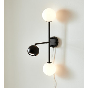 Bedside black&white designer wall lamp with switch Markslojd