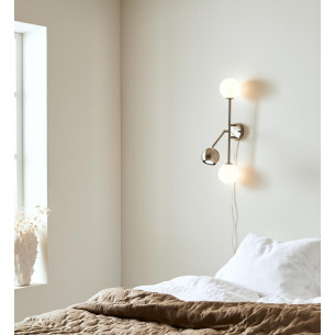 Bedside steel&white designer wall lamp with switch Markslojd