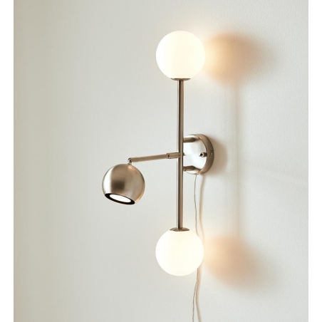 Bedside steel&white designer wall lamp with switch Markslojd