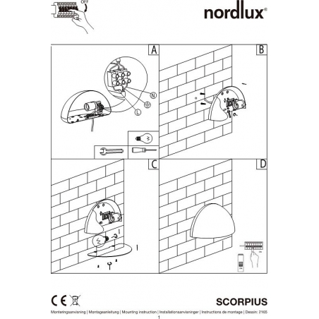 Scorpius black outdoor wall lamp Nordlux