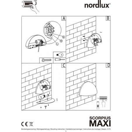 Scorpius Maxi black outdoor wall lamp Nordlux