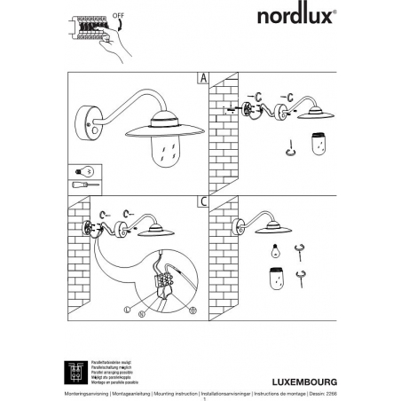 Luxembourg 26 galvanized steel outdoor wall lamp with sensor Nordlux