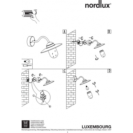 Luxembourg 26 galvanized steel outdoor wall lamp Nordlux