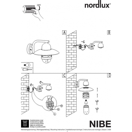 Nibe galvanized steel outdoor wall lamp Nordlux