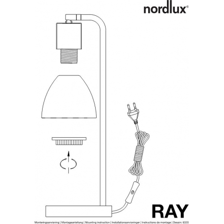 Ray White chrome&white glass desk lamp Nordlux