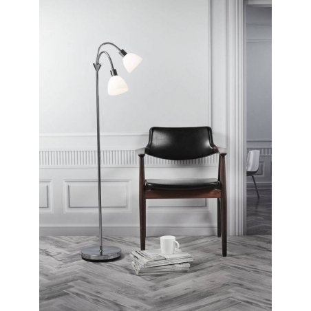Ray Double White chrome&white glass floor lamp Nordlux