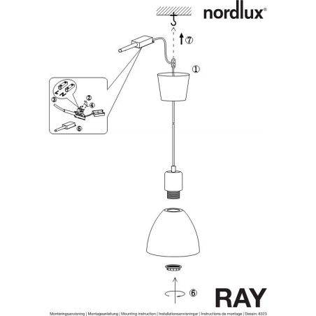 Ray Double black pendant lamp with 2 lights Nordlux