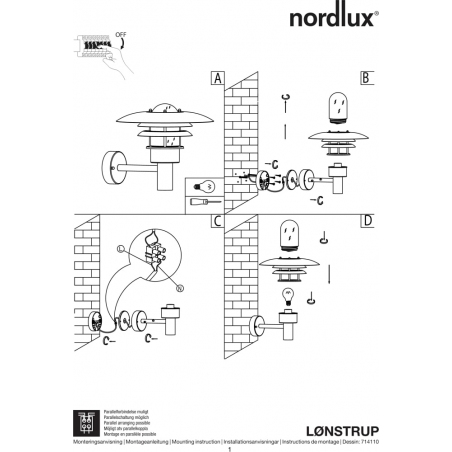 Lonstrup 32 galvanized steel outdoor wall lamp Nordlux