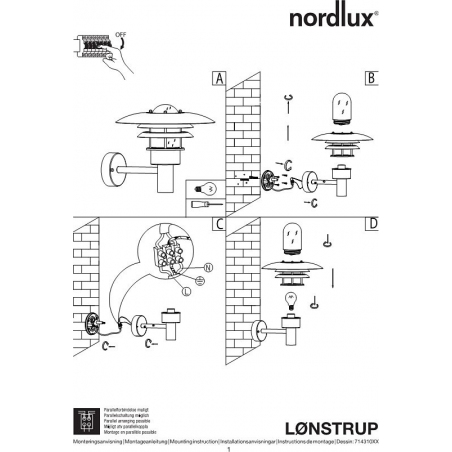 Lonstrup 22 galvanized steel outdoor wall lamp Nordlux