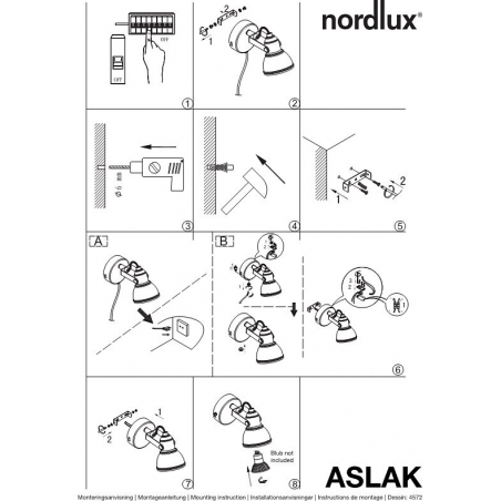 Aslak black industrial wall lamp Nordlux