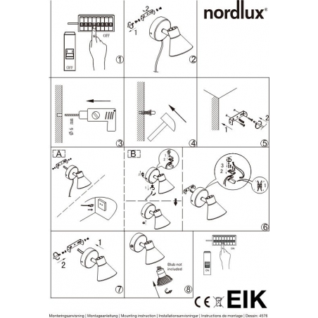 Eik white scandinavian wall lamp Nordlux