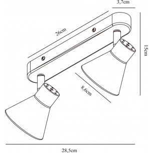Stylowy Reflektor sufitowy podwójny Eik Double Szary Nordlux do salonu, kuchni i przedpokoju. 2
