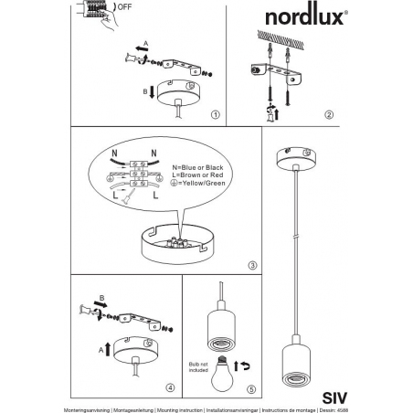 Siv 6 black "bulb" pendant lamp Nordlux