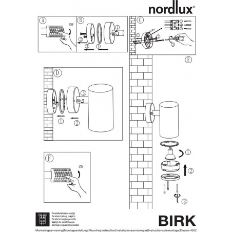 Birk black outdoor wall lamp Nordlux