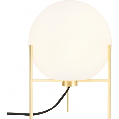Designerska Lampa stołowa szklana kula Alton Mleczne szkło/Mosiądz Nordlux do sypialni.