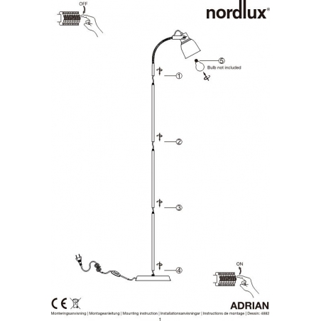 Adrian black industrial floor lamp Nordlux