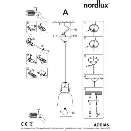Adrian 16 black industrial pendant lamp Nordlux