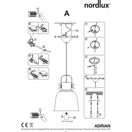 Adrian 25 black industrial pendant lamp Nordlux