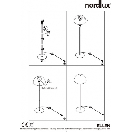 Ellen black scandinavian floor lamp Nordlux