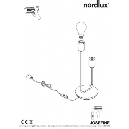 Josefine black&brass industrial table lamp Nordlux