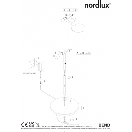 Bend LED black modern floor lamp Nordlux