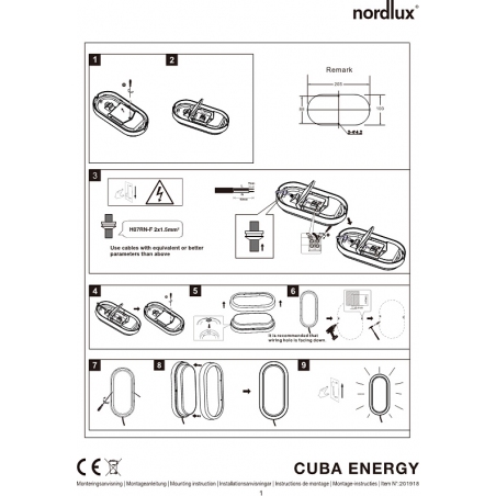 Cuba Energy Oval LED black outdoor wall lamp Nordlux