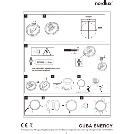 Cuba Energy Round LED black outdoor wall lamp Nordlux