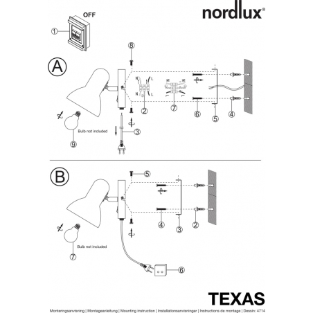 Texas black loft wall lamp Nordlux